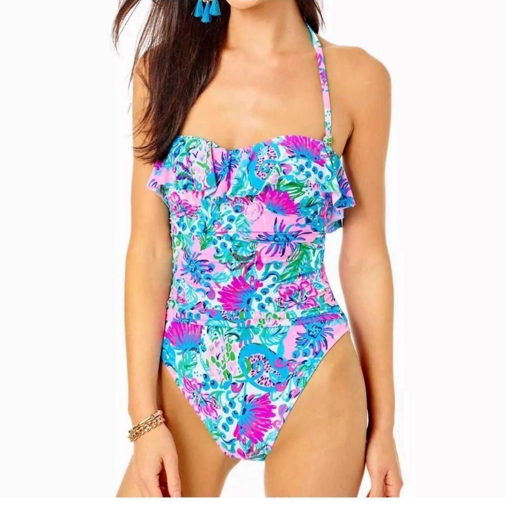 LILLY PULITZER rubyann one piece in mandevilla baby paradise petals. NWOT Size 8